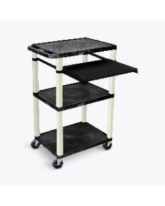 42"H AV Cart - 3 Shelves, Pullout - Putty