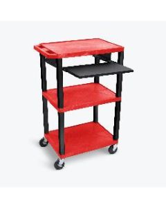 42" H AV Cart - 3 Shelves, Pullout - Black Legs