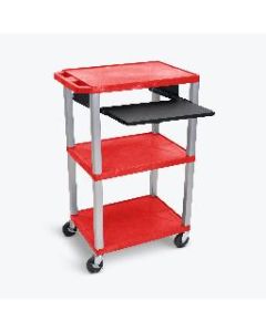 42"H AV Cart - 3 Shelves, Pullout - Nickel Legs