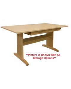 Hann A2-4272M-36 Hard Maple Top Art Table With Storage 42 x 72