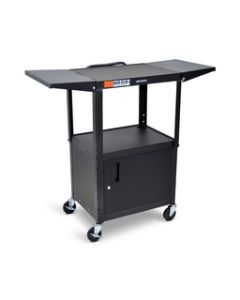 Adjustable-Height Steel AV Cart - Cabinet, Drop Leaf