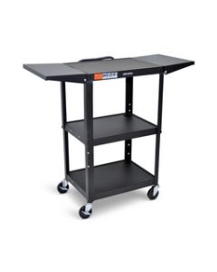 Adjustable-Height Steel AV Cart - Drop Leaf Shelves