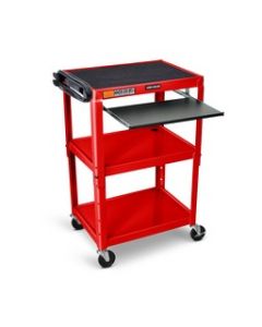 Adjustable-Height Steel AV Cart - Pullout Keyboard Tray -Red
