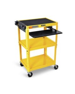 Adjustable-Height Steel AV Cart - Pullout Keyboard Tray-Yellow