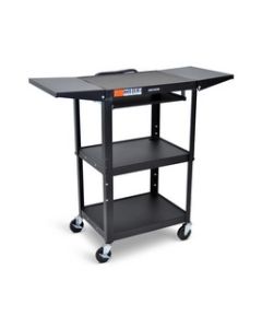 Adjustable-Height Steel AV Cart - Pullout Keyboard Tray, Drop Leaf