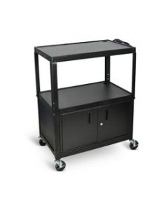 Luxor Extra Large Adjustable Height Steel AV Cart Three Shelves Black Electric