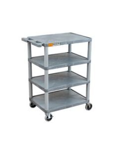 Four Flat-Shelf Structural Foam Plastic Cart - Silver