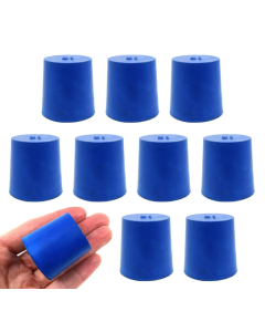 Neoprene Stopper Solid - Blue, Size: 31mm Bottom, 36mm Top, 35mm Length - Pack of 10