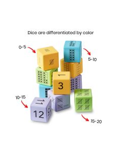 Dice, Multi Rep, Foam 4 Clrs, S/16