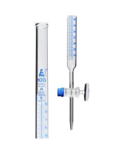 Burettes Schellbach-single bore, glass stopcock, capacity 10ml, Sub. Div. 0.10ml Tolerance ± 0.05ml, class 'A', White Graduation 1