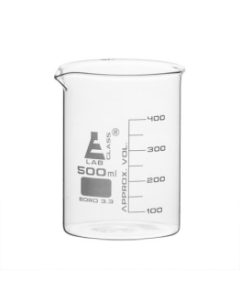 500ml Beaker Low form, with spout made of borosilicate glass, graduated,