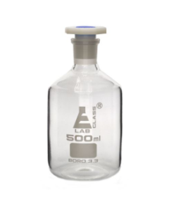 Bottle Reagent, made of borosilicate glass, narrow mouth with acid proof polypropylene stopper 500ml., socket size 24/29