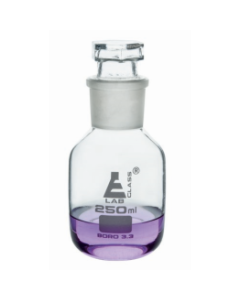 Bottle Reagent, borosilicate glass, wide mouth with interchangeable hexagonal glass hollow stopper 250ml, socket size 34/35