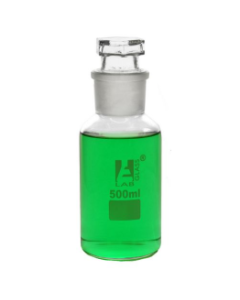 Bottle Reagent, borosilicate glass, wide mouth with interchangeable hexagonal glass hollow stopper 500ml, socket size 45/40