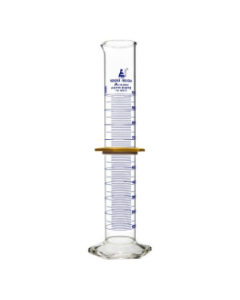 Cylinder Measuring Graduated, cap. 1000ml., class 'A', Hex. base with spout, borosilicate glass, Blue Graduation with plastic guard