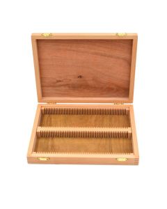 Wooden Slide Box for 100 slides, with Latches- Fits 75x25mm Slides - Eisco Labs
