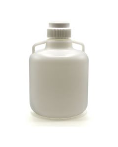 10 Liter (2.6 Gallon) Carboy Jug with Gasket Cap, White Premium Polypropylene with 2 Handles, 15" H - 10" D with 2 5/8" Opening - Eisco Labs