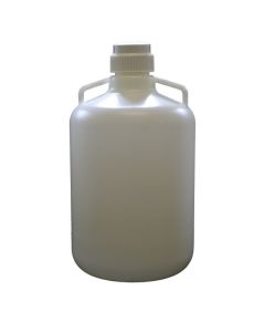 20 Liter (5.25 Gallon) Carboy Jug with Gasket Cap, White Premium Polypropylene with 2 Handles, 21" H - 11 3/4" D with 2 5/8" Opening - Eisco Labs
