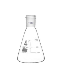 Erlenmeyer Flask with 19/26 Joint, 100ml Capacity, 25ml Graduations, Interchangeable Screw Thread Joint, Borosilicate Glass - Eisco Labs