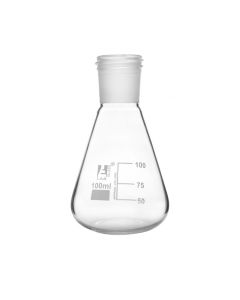 Erlenmeyer Flask with 24/29 Joint, 100ml - 25ml White Graduations - Interchangeable Screw Thread Joint - Borosilicate Glass - Eisco Labs