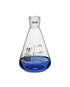 Erlenmeyer Flask with 24/29 Joint, 250ml - 50ml White Graduations - Interchangeable Screw Thread Joint - Borosilicate Glass - Eisco Labs