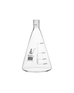 Erlenmeyer Flask with 19/26 Joint, 500ml Capacity, 100ml Graduations, Interchangeable Screw Thread Joint, Borosilicate Glass - Eisco Labs