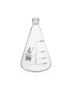 Erlenmeyer Flask with 24/29 Joint, 1000ml - 200ml White Graduations - Interchangeable Screw Thread Joint - Borosilicate Glass - Eisco Labs