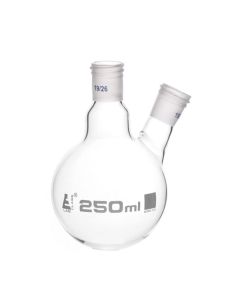 Distillation Flask with 19/26 Joints, 250ml Capacity, Two Necks, Interchangeable Screw Thread Joint, Borosilicate Glass - Eisco Labs