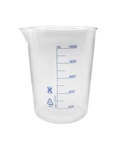Beaker, 10000ml, Polypropylene, with Spout - Blue Graduations - Eisco Labs