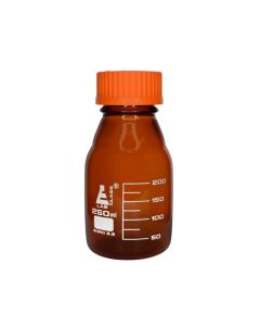 Eisco Labs 250ml Amber Reagent Bottle with Screw Cap and 50ml Graduations