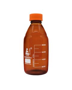 Eisco Labs 1000ml Amber Reagent Bottle with Screw Cap and 50ml Graduations