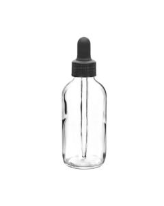 Dropping Bottle, 100ml (3.3oz) - Transparent Soda Glass - Screw Cap with Glass Dropper & Rubber Bulb - Eisco Labs