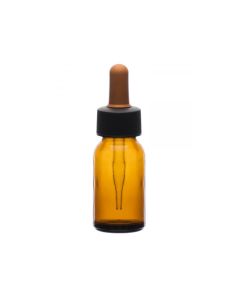 Dropping Bottle, 30ml (1oz) - Amber Soda Glass - Screw Cap with Amber Glass Dropper & Rubber Bulb - Eisco Labs