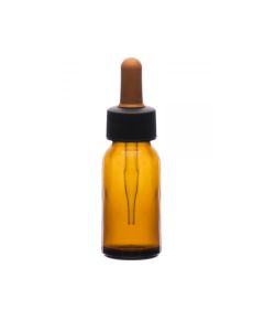 Dropping Bottle, 60ml (2oz) - Amber Soda Glass - Screw Cap with Amber Glass Dropper & Rubber Bulb - Eisco Labs