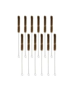 12PK Bristle Cleaning Brushes with Fan-Shaped Ends, 9.25" - Twisted Stainless Steel Wire Handle - Ideal for 0.3" - 0.5" Tubes, Bottles, Cylinders, Flasks, Straws - Eisco Labs