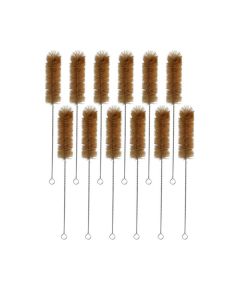12PK Bristle Cleaning Brushes with Fan-Shaped Ends, 11.25" - Twisted Stainless Steel Wire Handle - Ideal for 1.2" - 1.4" Diameter Tubes, Bottles, Flasks, Cylinders, Jars, Vases, Cups - Eisco Labs