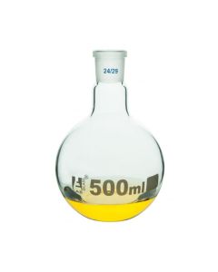 Florence Boiling Flask, 500ml - 24/29 Joint, Interchangeable - Borosilicate Glass - Flat Bottom, Short Neck - Eisco Labs