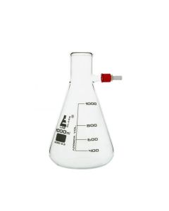 Filtering Flask, 1000ml - Borosilicate Glass - Conical Shape, with Integral Plastic Side Arm - White Graduations - Eisco Labs