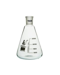 Erlenmeyer Flask, 250ml - 19/26 Joint, Interchangeable - Borosilicate Glass - Conical Shape, Narrow Neck - Eisco Labs