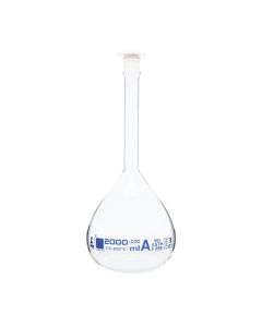 Volumetric Flask, 2000ml - ASTM, Class A - Polypropylene Stopper - Borosilicate 3.3 Glass - Eisco Labs