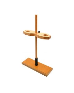 Adjustable Funnel Stand for 2 Funnels, Polished Wood, 1.5" Hole Diameter, 18" Tall - Eisco Labs