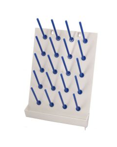 20 Peg Plastic Wall Mounted Laboratory Draining Rack with Collection Tray - Eisco Labs