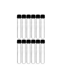 12PK Test Tubes, 30ml - Bakelite Screw Cap with Rubber Liner - Borosilicate 3.3 Glass - 3.9" x 1" - Round Bottom - Leak Proof - Eisco Labs