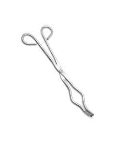 Crucible Tongs with Bow- Straight, Serrated Tips - Metal - 9.5" long - Eisco Labs