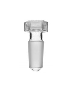 Hollow Stopper, Hexagonal - 14/23 Cone - Round End - Borosilicate Glass - Eisco Labs