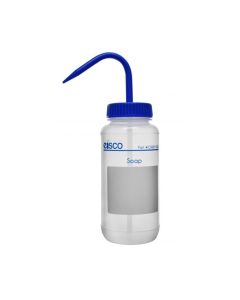 Wash Bottle for Soap, 500ml - Blank Label - Wide Mouth, Self Venting, Blue Cap, Low Density Polyethylene - Performance Plastics by Eisco Labs