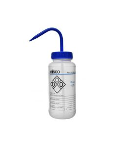 Wash Bottle for Water, 500ml - Labeled with Color Coded Chemical & Safety Information (2 Color) - Wide Mouth, Self Venting, Polypropylene - Performance Plastics by Eisco Labs