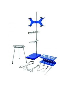 13 Piece Set - Complete Research Grade Lab Starter Kit - Includes Rod, Base, Tongs, Rings, Test Tube Stands, Clamps & More - Eisco Labs