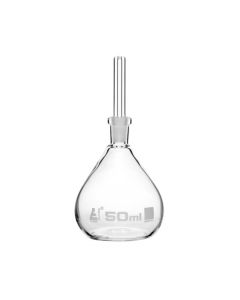 Specific Gravity Bottle, 50ml - Flat Bottom with Perforated Stopper - Borosilicate Glass - Eisco Labs