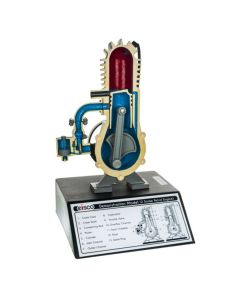 2 Stroke Gasoline Hand Crank Engine Model with Actuating Movable Parts to Demonstrate Engine Basics - 14" Tall - Eisco Labs